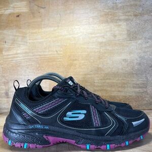 Skechers Hillcrest Womens Sz 9 Trail Running Shoes Sneakers Black Purple 149820